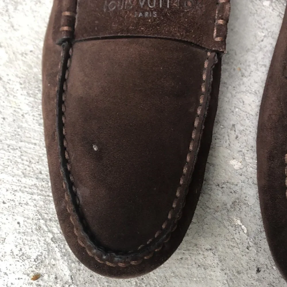 Louis Vuitton suede slip ons